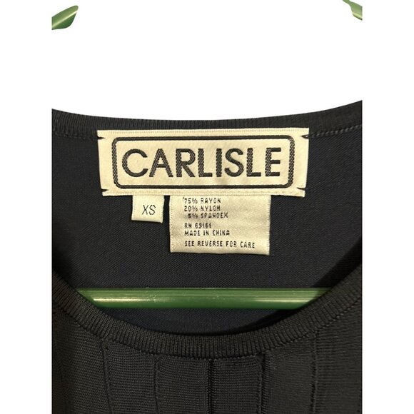 Vintage Carlisle Womens XS Black Ribbed Stretch Long-Sleeve Top - Picture 2 of 4